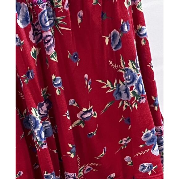 Free People Shoulder Ties Boho Red Multicolor Floral Sequin Beaded Tank Sz Med - Picture 5 of 16